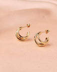 Victoire Collection - Wholesale Stud/Post Earrings - Stainless steel triple hoop earrings1