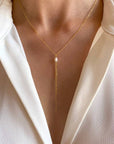Victoire Collection - Wholesale Y-Neck/Lariat Necklace - Freshwater Pearl Stainless Steel Long Women's Necklace