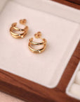 Victoire Collection - Wholesale Stud/Post Earrings - Stainless steel triple hoop earrings5