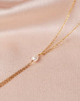 Victoire Collection - Wholesale Y-Neck/Lariat Necklace - Freshwater Pearl Stainless Steel Long Women's Necklace