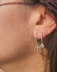 Caprice Paris - Wholesale Dangle Earrings - Mini Creoles Cross No. 2 | Handmade jewelry in France