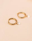 Victoire Collection - Wholesale Hoop Earrings - Small stainless steel hoop earrings with stone pendant2