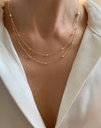 Victoire Collection - Wholesale Link & Chain Necklace - Fine double row ball chain necklace