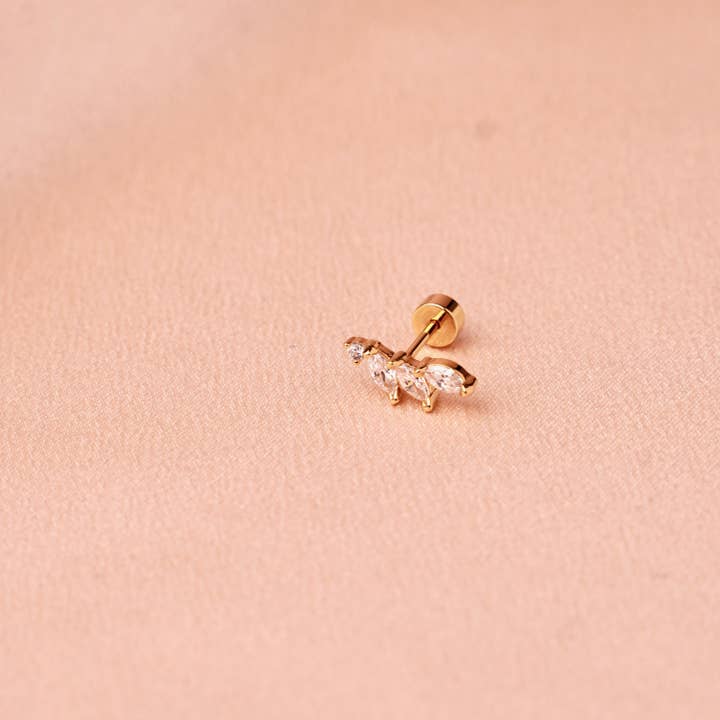 Victoire Collection - Wholesale Single Earring - Stainless steel and zirconia ear piercing1