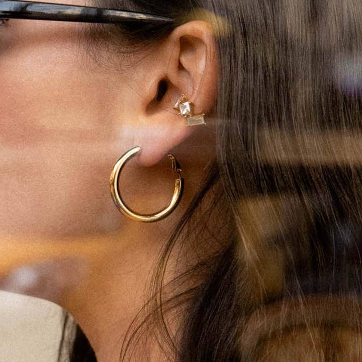 Caprice Paris - Wholesale Hoop Earrings - Désirée Gold lightweight tube earrings | Handmade in France