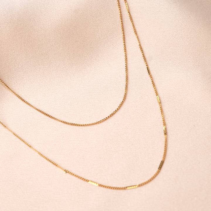 Victoire Collection - Wholesale Link & Chain Necklace - Fine double row necklace with fine chains