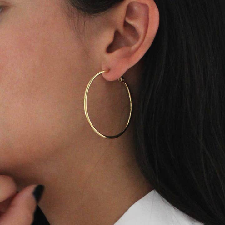 Caprice Paris - Wholesale Hoop Earrings - Sabrina Gold Large Fine Creoles | Handmade in France