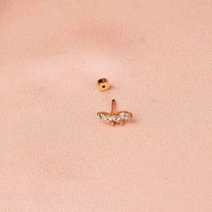 Victoire Collection - Wholesale Single Earring - Stainless steel and zirconia ear piercing3