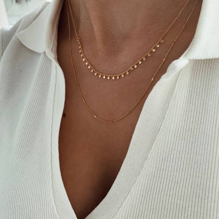 Victoire Collection - Wholesale Link & Chain Necklace - Fine double row chain necklace/Minimalist women's necklace