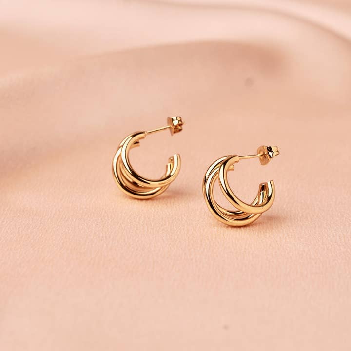 Victoire Collection - Wholesale Stud/Post Earrings - Stainless steel triple hoop earrings1