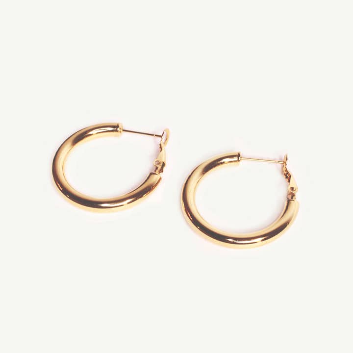 Caprice Paris - Wholesale Hoop Earrings - Désirée Gold lightweight tube earrings | Handmade in France