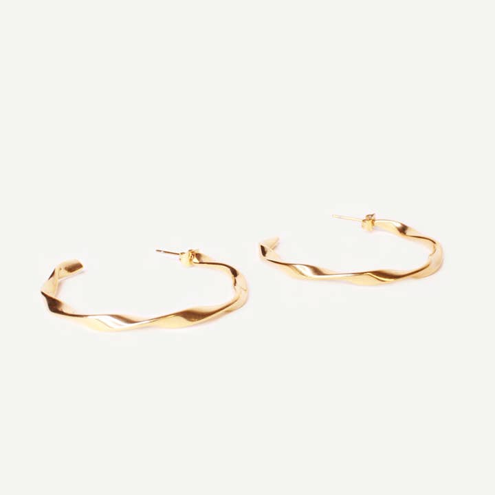 Caprice Paris - Wholesale Hoop Earrings - Séréna Twisted Creoles Gold | Handmade in France