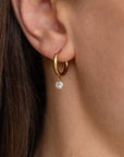 Victoire Collection - Wholesale Hoop Earrings - Small stainless steel hoop earrings with stone pendant