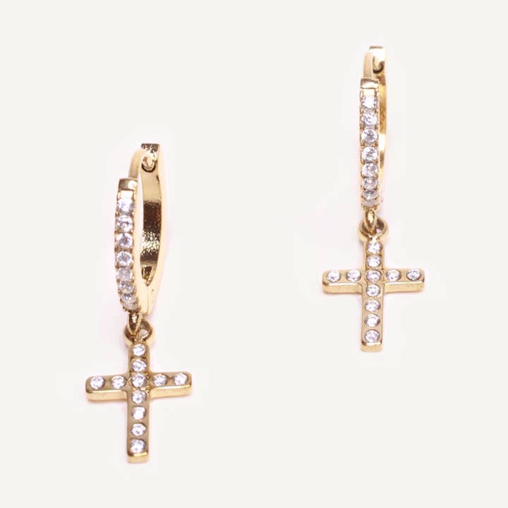 Caprice Paris - Wholesale Dangle Earrings - Mini Creoles Cross No. 2 | Handmade jewelry in France
