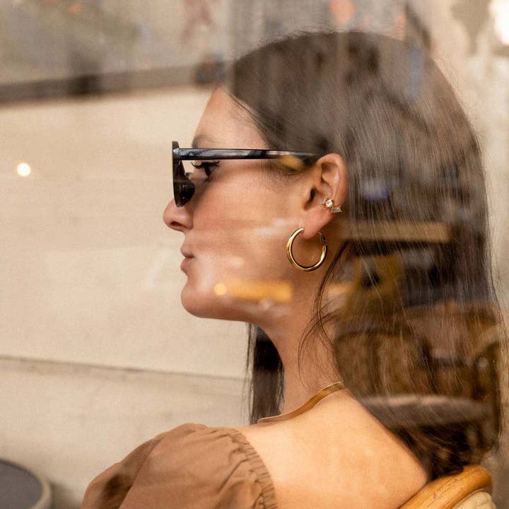 Caprice Paris - Wholesale Hoop Earrings - Désirée Gold lightweight tube earrings | Handmade in France