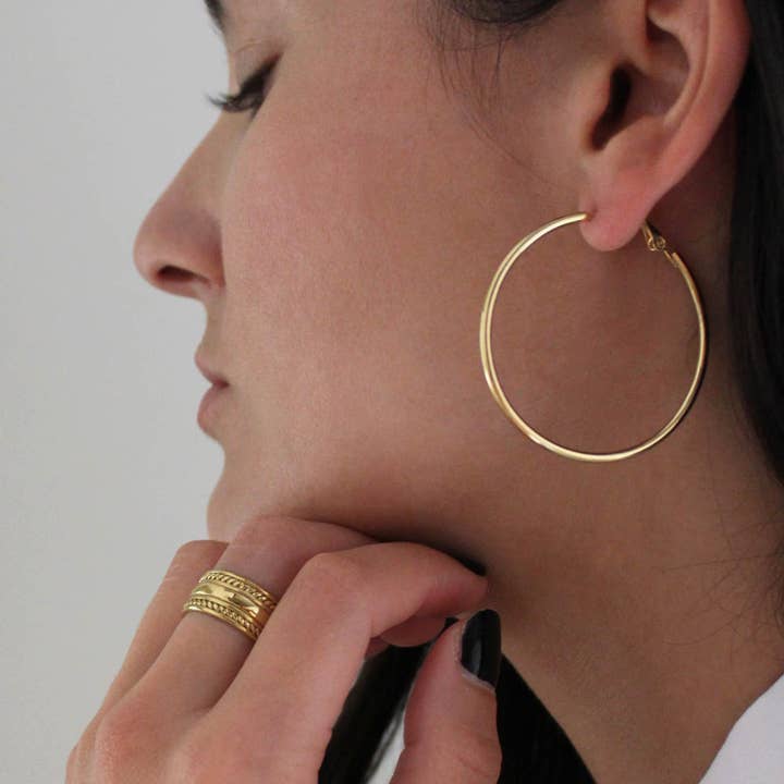 Caprice Paris - Wholesale Hoop Earrings - Sabrina Gold Large Fine Creoles | Handmade in France