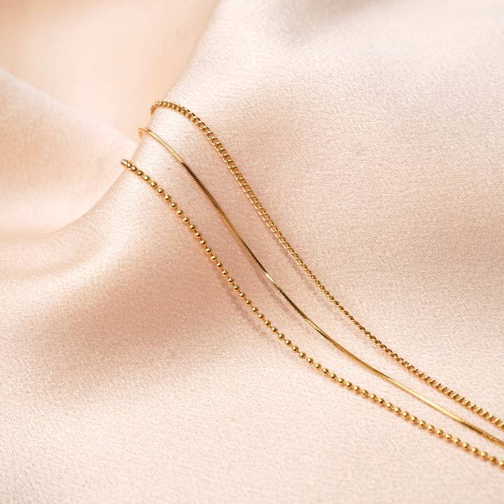 Victoire Collection - Wholesale Link &amp; Chain Bracelet - Women's steel bracelet with three fine chains