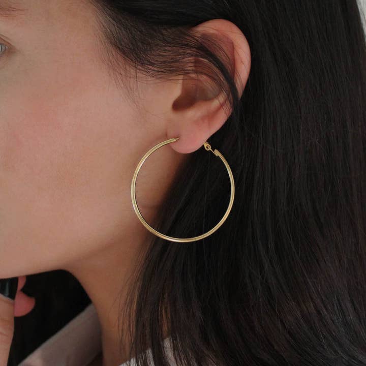 Caprice Paris - Wholesale Hoop Earrings - Sabrina Gold Large Fine Creoles | Handmade in France
