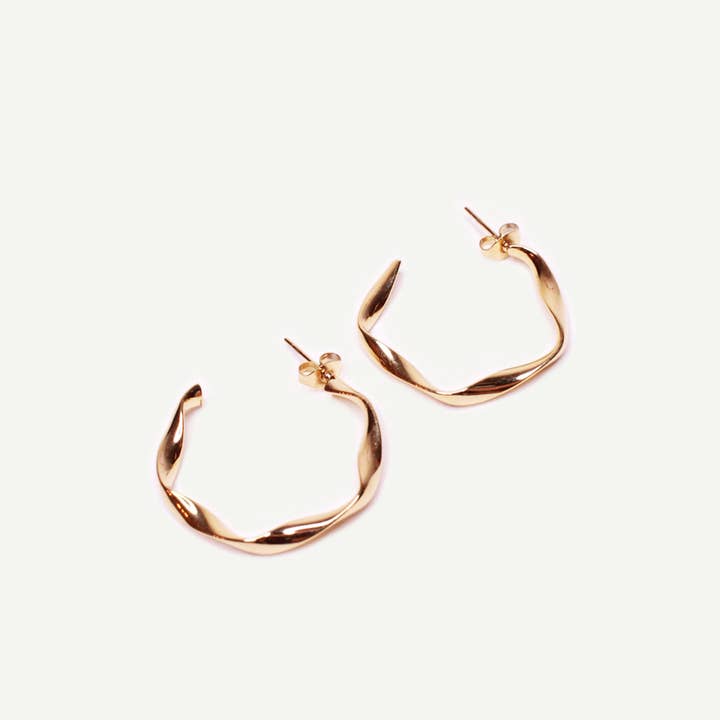 Caprice Paris - Wholesale Hoop Earrings - Séréna Or mini twisted hoop earrings | Handmade in France5