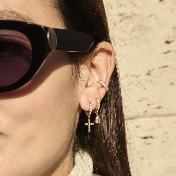 Caprice Paris - Wholesale Dangle Earrings - Mini Creoles Cross No. 2 | Handmade jewelry in France