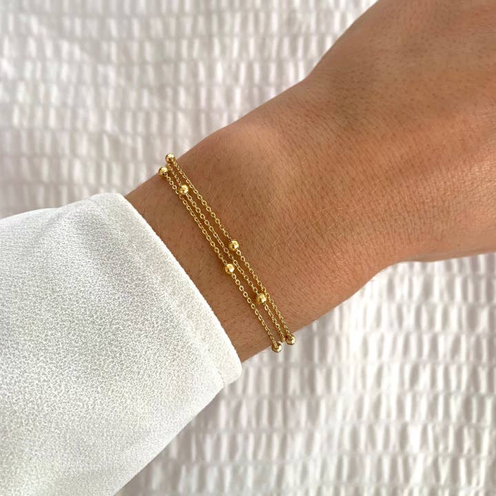 Victoire Collection - Wholesale Link & Chain Bracelet - Women's stainless steel triple row chain bracelet