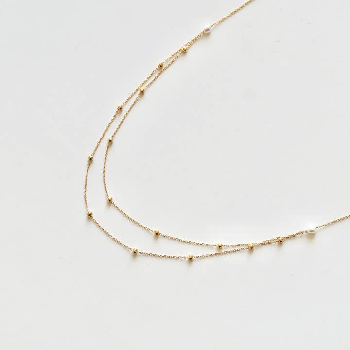Victoire Collection - Wholesale Link & Chain Necklace - Fine double row ball chain necklace1