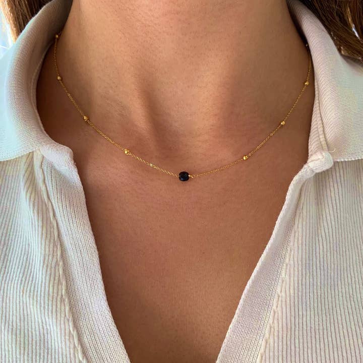 Victoire Collection - Wholesale Pendant/Charm Necklace - Fine necklace with black onyx stone pendant