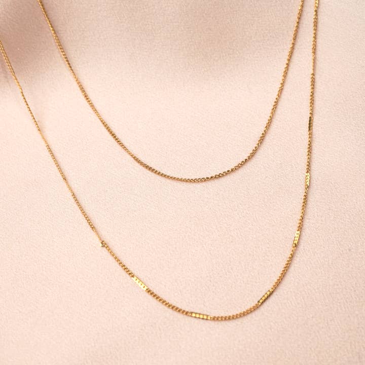 Victoire Collection - Wholesale Link & Chain Necklace - Fine double row necklace with fine chains
