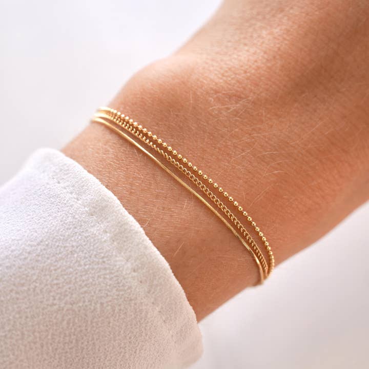 Victoire Collection - Wholesale Link &amp; Chain Bracelet - Women's steel bracelet with three fine chains