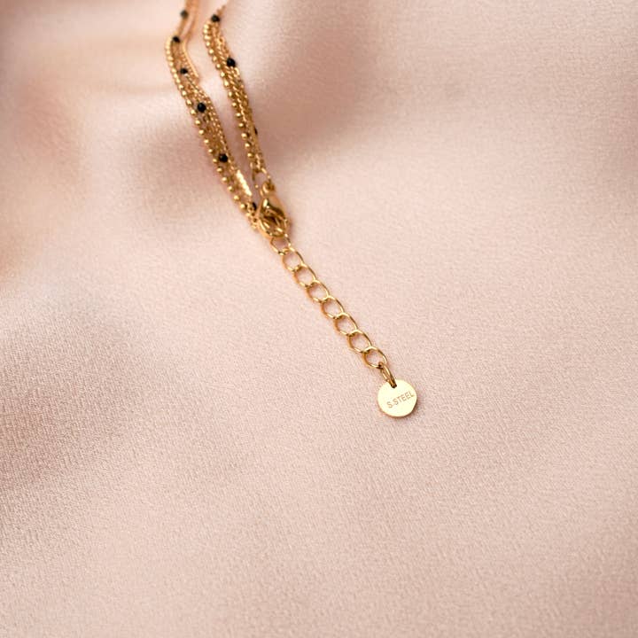 Victoire Collection - Wholesale Charm/Dangle Bracelet - Triple stainless steel bracelet with white dots4