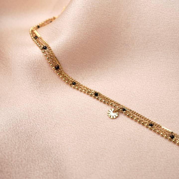 Victoire Collection - Wholesale Charm/Dangle Bracelet - Triple stainless steel bracelet with white dots3