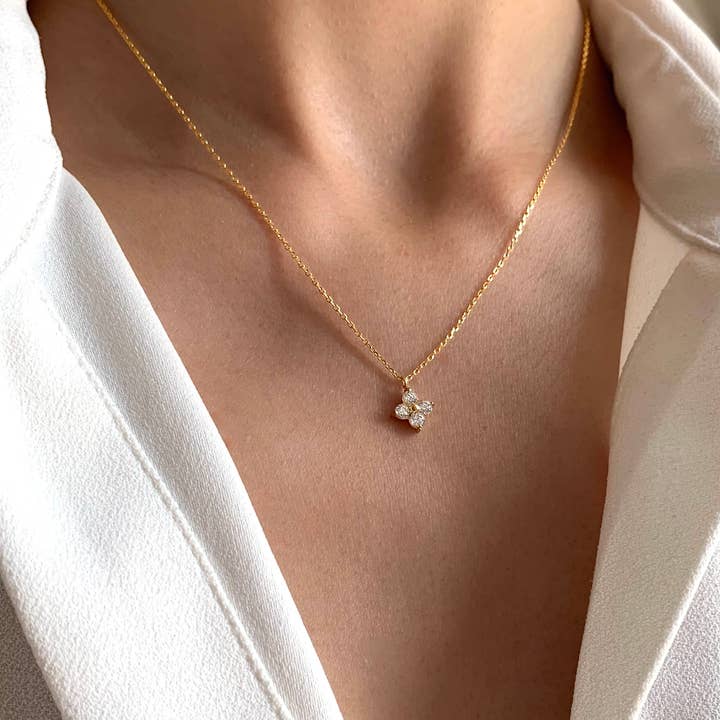 Victoire Collection - Wholesale Pendant/Charm Necklace - Stainless steel necklace with star pendant set with zircons