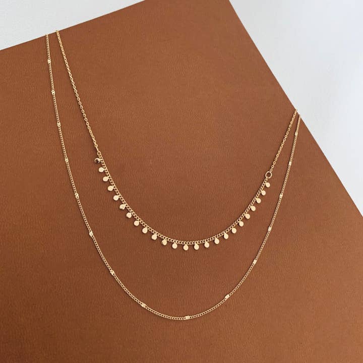Victoire Collection - Wholesale Link & Chain Necklace - Fine double row chain necklace/Minimalist women's necklace1