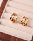 Victoire Collection - Wholesale Stud/Post Earrings - Stainless steel triple hoop earrings2