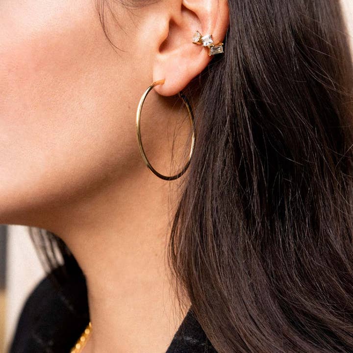 Caprice Paris - Wholesale Hoop Earrings - Sabrina Gold Large Fine Creoles | Handmade in France