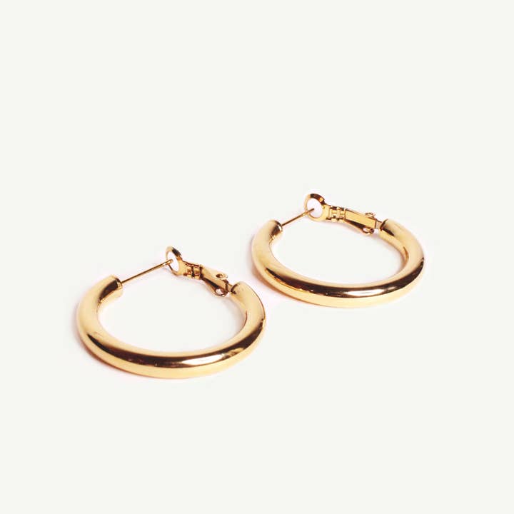 Caprice Paris - Wholesale Hoop Earrings - Désirée Gold lightweight tube earrings | Handmade in France