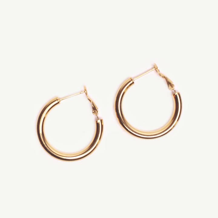Caprice Paris - Wholesale Hoop Earrings - Désirée Gold lightweight tube earrings | Handmade in France